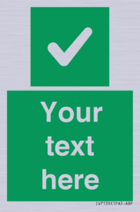 Custom green background, green square with tick sign